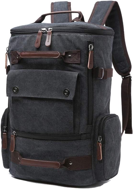 Canvas Backpack with 15.6" Laptop Compartment - Ideal for Men & Women Multiple Pockets for Travel, Outdoor Activities, and School Use Black