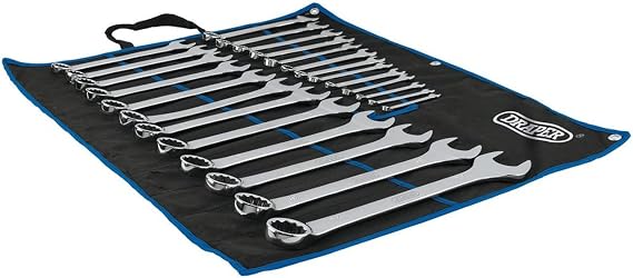 Draper HI-TORQ® 25 Piece Spanner Set | Metric Combination Hand Tools Kit | 6-32mm Precision Tool |Tetron Storage Pouch|Jaw Offset at 15° | 97918