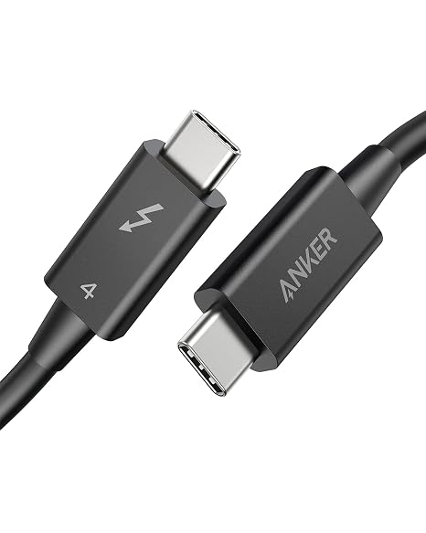 Anker Thunderbolt 4 Certified USB C to USB C Cable, 8K/4K Display/40Gbps Compatible with USB4, Thunderbolt 4/3, for MacBook, iPhone 16(100W, 2.3FT)
