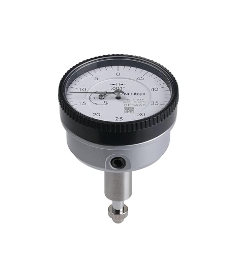 Mitutoyo 1168A Dial Indicator, 0-0.2" Range, 0.001" Graduation, Compact Back-Spindle Design for Tight Spaces, Ideal for Leveling Machine Tables and Inspection Jigs
