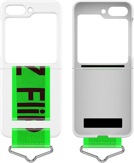 Microcase Samsung Z Flip 5 Parmak Tutuculu Kayış Askılı Plastik Kılıf - AL3007 Beyaz