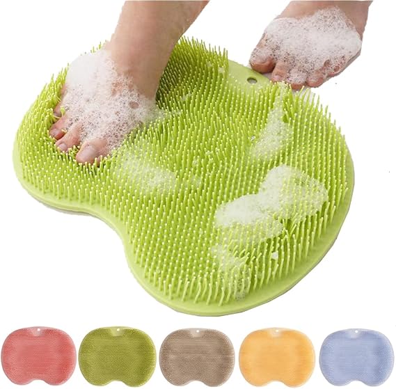 Foot Back Cleaning Pad, 2026 Upgrade Shower Foot Scrubber Mat Slip Suction Cups Foot Scrubber, Shower Foot Scrubber Mat Back Washer for Men and Women (Green)