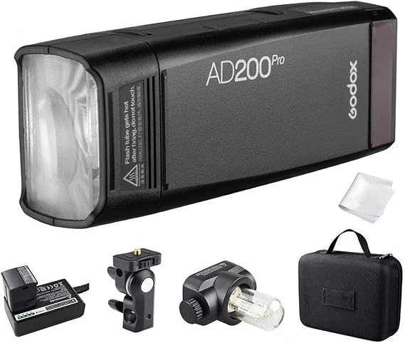 GODOX Flash AD200Pro AD20Pro 200Ws Pocket Outdoor Flash Strobe | 1/8000s HSS, 500 Full-Power Flashes, 0.011.8s Recycle, 2900mAh Battery, Bare Bulb and Fresnel Flash Heads