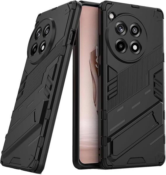 Microcase Oneplus 12R / Oneplus Ace 3 Matrix Serisi Armor Standlı Perfect Koruma Kılıf - Siyah Al3416