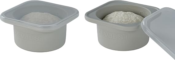 Stackable Silicone Artisan Pizza Dough Proofing Proving Containers with Lids-2/3/4/5 pack-500ml portion (Grey, 2 PACK)