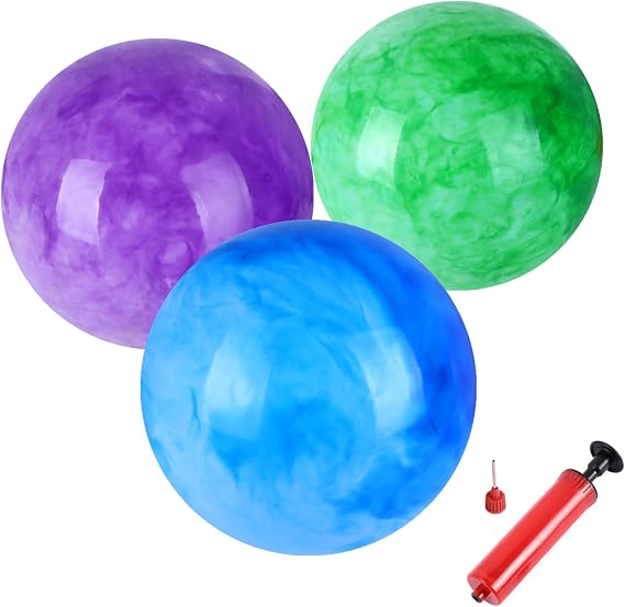 3 Pcs Playground Balls for Kids, 9 Inch Inflatable Bouncy Balls with Pump for Indoor Outdoor Play Balls, Kickball DodgeBalls