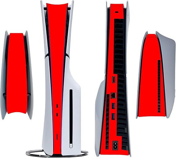 Side Sticker for PS5 Slim Disc Console Centre Skin Console Skin Decal Vinyl Decal (Red)