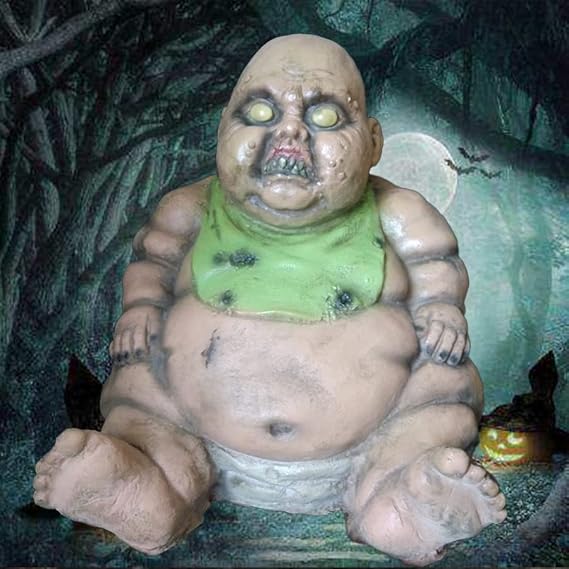 Halloween Ghost Doll Props Scary Haunted House Adornment,Realistically Latex Mummified Ghost Baby Decoration,Creepy Zombie Babies Ugly Devil Statue Tricky Prank Venue Layout Ornament (B4)