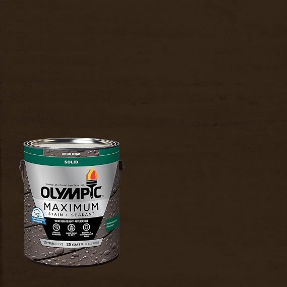Olympic Maximum 1 gal Oxford Brown Solid Color Wood Stain & Sealer in One
