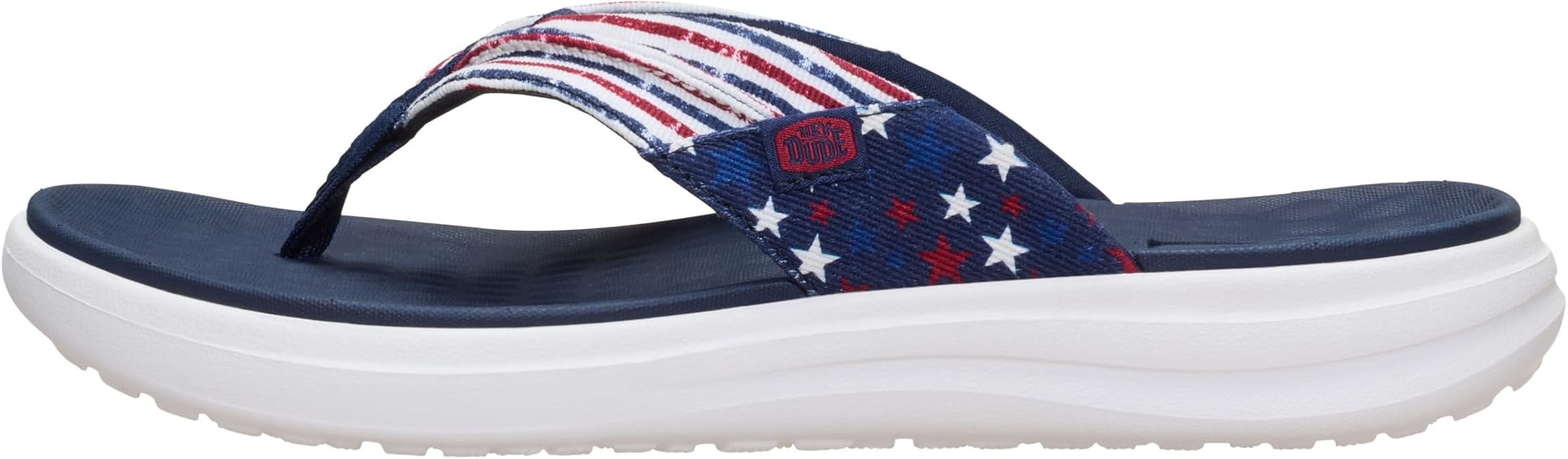 HEYDUDE Men's Finn Flip Americana Sandal | Patriotic Flip Flop EVA Footbed