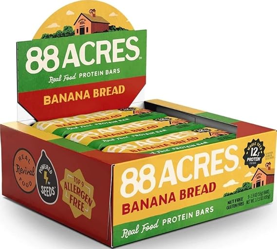 88 Acres, Banana Bread High Protein Bar, 0.18 Ounce, 9 Pack