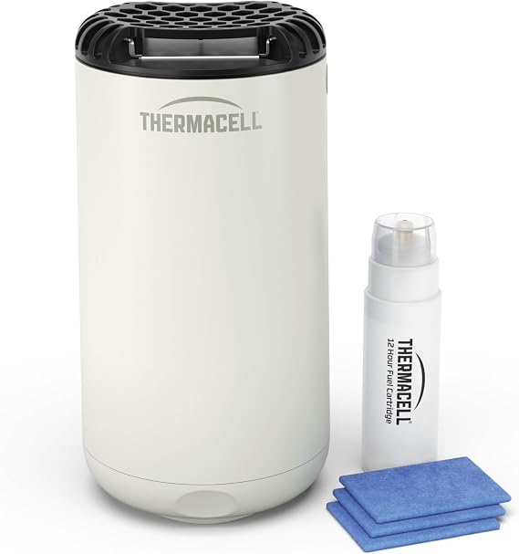 Thermacell Halo Mini Mosquito & Midge Protector, For Outdoors Activities, 20 m² Protection Zone, Scent & DEET-free, Includes 12-Hour Fuel Cartridge + 3 Mats, White