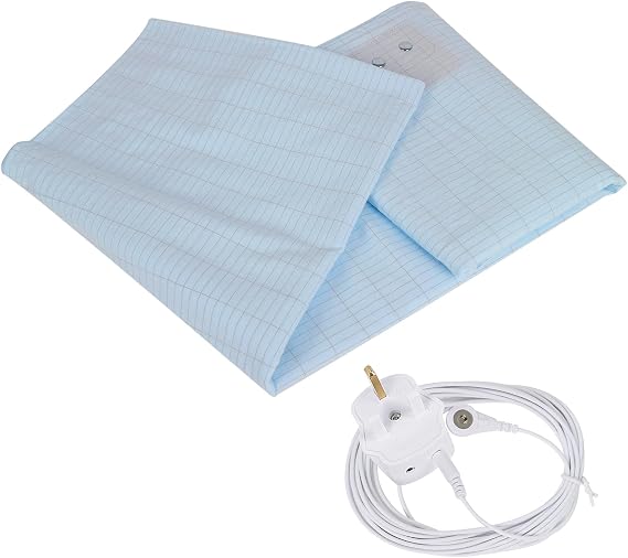 Grounding Bed Sheet,Grounding Mat Earthing Uk With 10% Silver Fiber & 90% Organic Cotton,Earthing Sheets,Natural Wellness And Healthy Earth Energy Mat,Double Earthing Bed Sheet (Blue, 68x132cm)