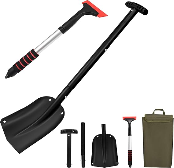 Car Snow Shovel Kit, Collapsible Aluminum Snow Shovel