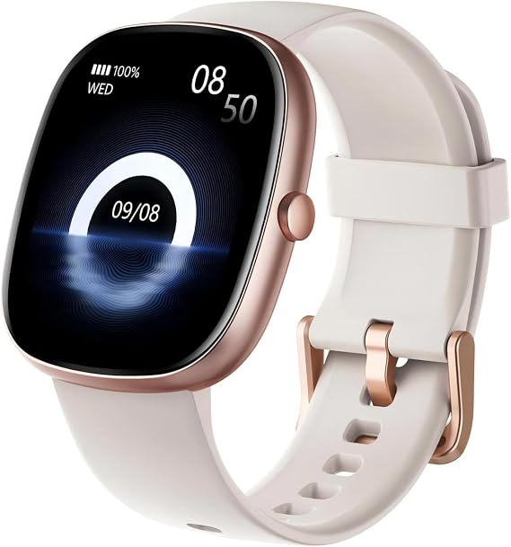 HUAKUA Smart Watch for Women Men, Bluetooth Call, for iPhone/Android Cream