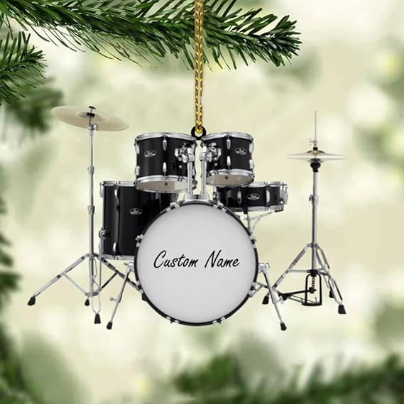 Drums Styles Colorful Drums Personalized Christmas Ornament, Custom Name, 2D Flat Shape Ornament, Gift for Drummer, Christmas, Birthday-7