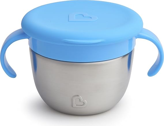 Munchkin Snack+TM Stainless Steel Snack Catcher Cup with Lid, 9 Ounce, Blue, 1 Pack