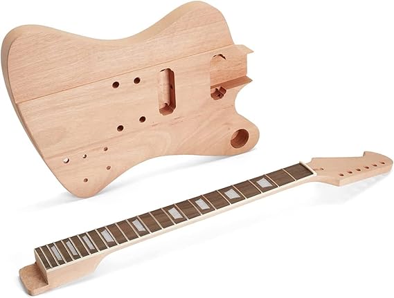 FLFL 6 Strings Mahogany Solid Body Electric Guitar Builer Kit Unfinished Guitar Kit