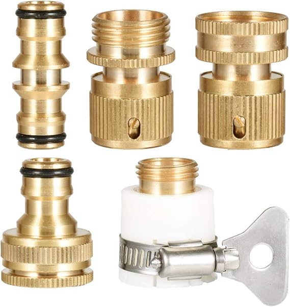 Brass Garden Tap Adaptors Hose Expandable Stretch Fittings Tap Connectors 1/2 Inch and 3/4 Inch Female Threaded Faucet Adapter 3/4" Thread Adapter