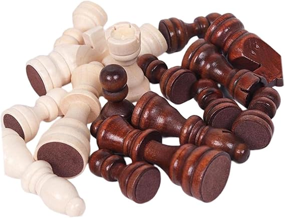 1Set Wood International Chess Piece with 32 Padded Felt Bases, 1 inch, Traditional Game Toys