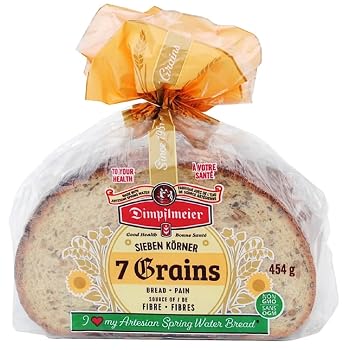 Dimpflmeier 7 Grain Bread - Authentic German Multigrain Sourdough Loaf with Sunflower, Flax, Rye & Oats, Pre-Sliced 454g 1 lb
