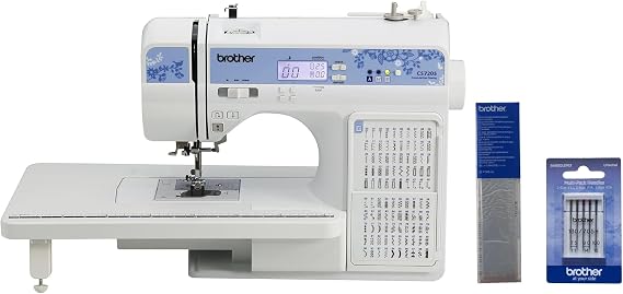 Brother CS7205 Computerized Sewing Machine with Wide Table, 150 Built-in Stitches, Water Soluble Stabilizer and 5-Piece Sewing Machine Needles