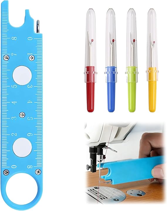 for Jack Quick Threading Device, Sewing Machine Needle Threader Tool | Needle Threader for Sewing Machine, Automatic Needle Threader and 4 Seam Rippers for Quilting, Clothing Craft
