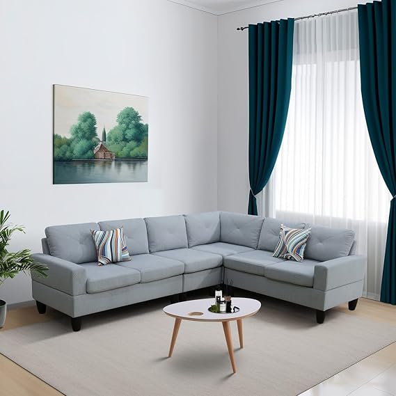 Pallid Massa Flannel 4-Piece Couch Living Room Sofa Set F22306 for Living Room/House/Bedroom/Office/Apartment(White,LS+RS+W+C)