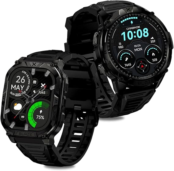 CARBINOX Blaze Smart Watch Double Pack with GPS, Rugged Fitness Tracker Waterproof IP69K, Compatible with Android and iOS, 170+ Sports Modes, Make/Receive Calls