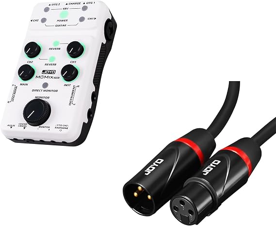 JOYO MOMIX PRO USB Audio Interface Stereo XLR+48V Phantom Power bundle with CM-28 20ft XLR Microphone Cable