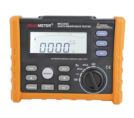 MS2302 Digital Earth Ground Resistance Tester with 2 Pole and 3 Pole Mode High Precision, 0 Ohm - 4000 Ohm Insulation Tester
