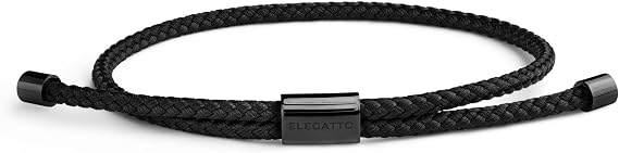 Elegatto セーラープレミアムロープブレスレット メンズ | ナイロンマリンコード シルバーポリッシュステンレススチール プルロープ留め | メンズデザイナーブレスレット
