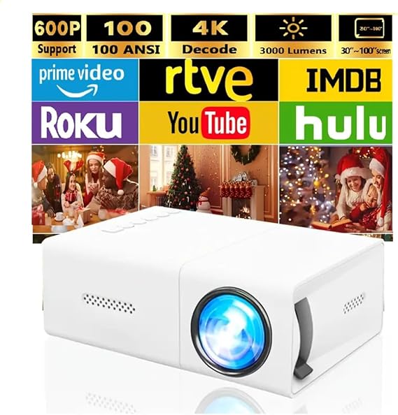 YG300 MINI Projector Portable Home Theater Smart TV Laser Beamer 3D Cinema LED Videoprojector for 4k 1080P Movie Via HD Port (white)