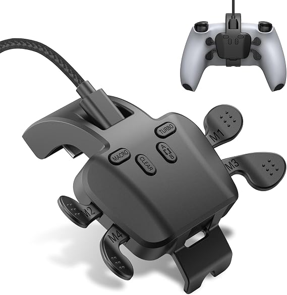 IWGAMEパドル PS-5コントローラー用、プログラム可能な4つのバックボタンサポートリマップ、ターボ、キースワップ機能、プラグアンドプレイ、PS-5コンソールPC、Mac、Android TVに対応