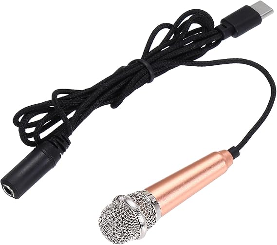 Sourcing Map Mini Type C Microphone for Phone Voice Recording - Small Gold Mic