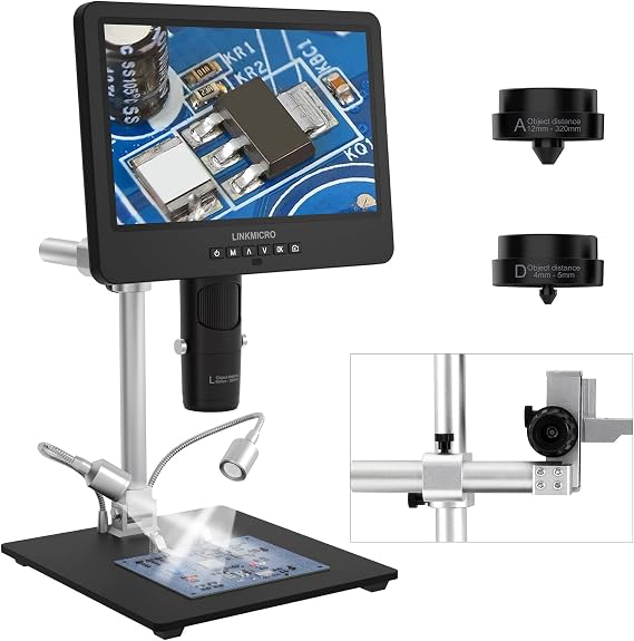 LM249MS 3 Lens 10.1" HDMI Digital Microscope 2000X, 2160P Video