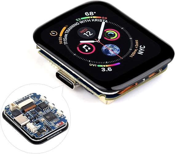 Waveshare RP2040 Microcontroller Development Board 1.69inch Touch LCD, Based on Raspberry Pi RP2040, Rounded Corners, Dual-core Arm Processor, 16MB Flash, Accelerometer and Gyroscope Sensor