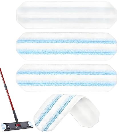 4 Pcs Mop Head Replacement Pads Compatible for Vileda H2pro Spin Mop System, Washable Reusable Microfibre Flat Floor Mops, Fits H2Pro Mop Refills, Safe for Various Floors and Easy Replace
