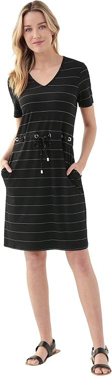 Joseph Ribkoff Black/Vanilla V-Neck Dress Style 221272