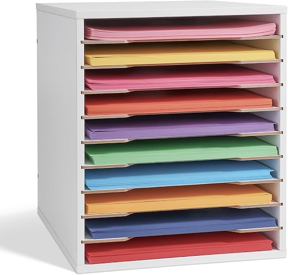 Yumkfoi 9x12 Construction Paper Organizer, 10-tier Adjustable Paper Storage