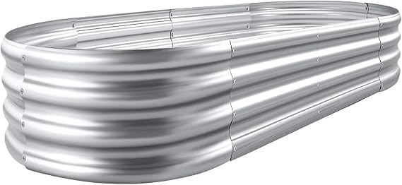 Land Guard Galvanized Raised Garden Bed Kit, Galvanized Planter Garden Boxes Outdoor, Oval Large Metal Raised Garden Beds for Vegetables............