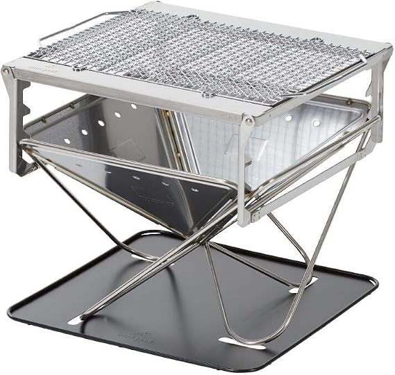 Snow Peak Takibi Fire and Grill, ST-032SET, Made in Japan, Stainless Steel, Lifetime Product Guarantee