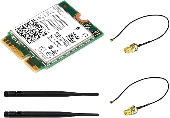 Wifi 7 Wireless BE200 NIC Card NGFF (M.2 E Key) Network Adapter, Support 2.4G/5G/6GHz Tri-band,Bluetooth 5.4, IEEE 802.11a/b/g/n/ac/be/ax Standard,Support Linux, Windows 10/11