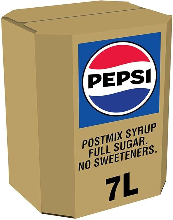 Pepsi Regular Post Mix BIB Syrup for Dispensers - Makes 42 Litres Finished Product - 7 Litres