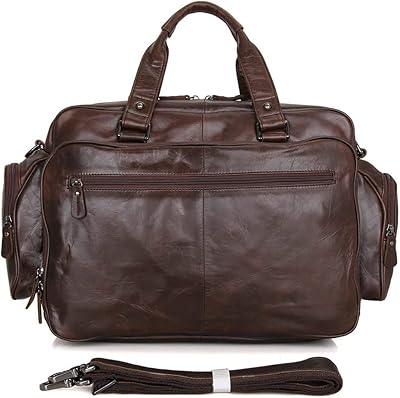 YUYUFA Leather Briefcase for Man Crazy Horse Leather 17 inch Laptop Business Handbag Cowhide Male Tote Big Shouler BagsRed Brown