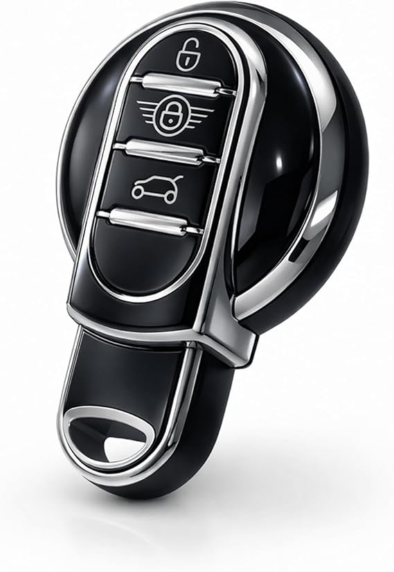 Key Case Compatible with BMW MINI COOPER & COUNTRYMAN.With a delicate look and elegant texture, providing protection and a stylish touch for your car key (Black)