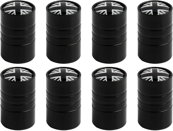 Dust Caps for Car Tyres Black 8pcs Tyre Valve Caps Aluminum Universal Wheel Cap With O Seal Ring Stem Dust Covers For Car Trucks Bikes Bicycles Motorbikes British Flag Pattern