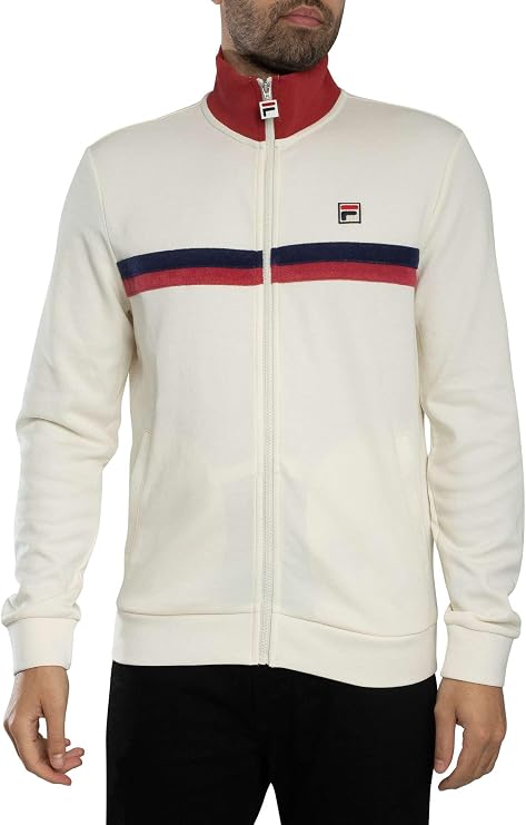 Fila Men's Enrico Track Jacket, Gardenia/Garnet/White, L