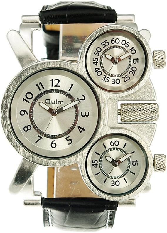 Oulm Men's Quartz Watch with Movement/compass/thermometer Dial (White)