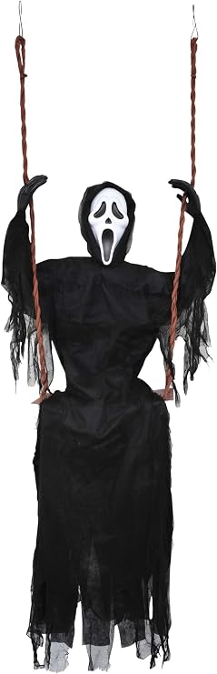 Fun World 60-Inch Ghost Face On Swing Decoration | Exclusive Decor Standard